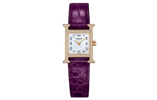 HERMES Heure H Wrist Watches Quartz Movement Genuine Leather Strap White Dial Women's Watch