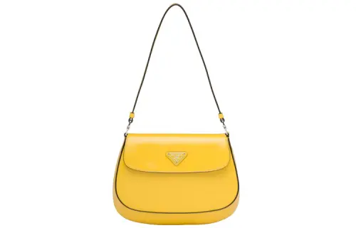 PRADA Cleo Leather Shoulder Bag Women's Bright Yellow