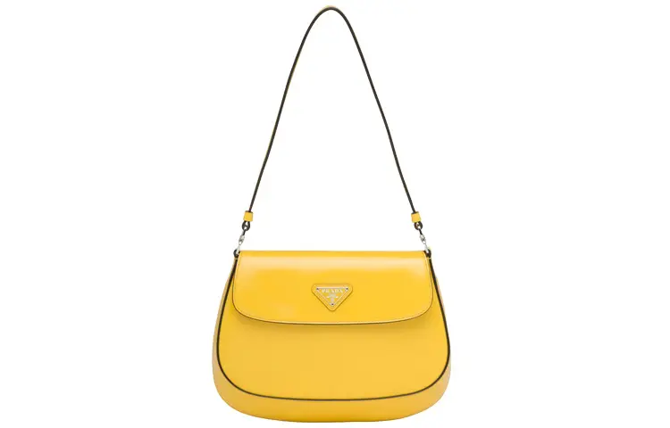 PRADA Cleo Leather Shoulder Bag Women's Bright Yellow