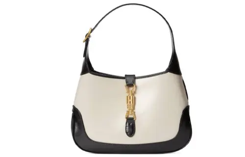 GUCCI Jackie 1961 Leather Crescent Shoulder Bag Shoulder Bag Regular Women's Black & White