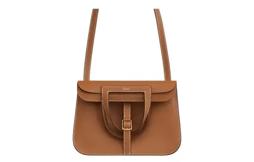 HERMES Halzan Evercolor Calfskin Horse Hoof Bag, Shoulder Bag, Crossbody Bag, Handbag Women's Gold