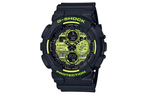CASIO Men Liquid Crystal/Analog Dual Display Series Yellow Watch GA-140DC-1A