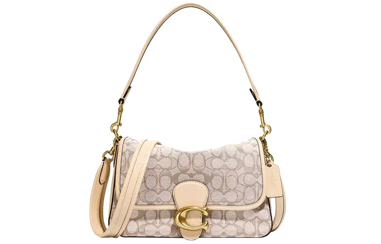COACH Tabby Jacquard Fabric With Leather Shoulder Bag Medium Women's Oak