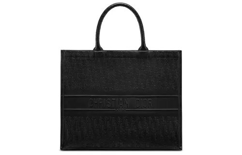 DIOR BookTote Cow Leather Tote Bag, Shopping Bag Medium Unisex Black
