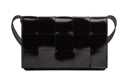 Bottega Veneta Calfskin Crossbody Bag, Shoulder Bag Women's Black