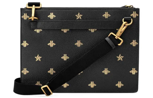 GUCCI Leather Shoulder Bag, Crossbody Bag, Clutch Men's Black