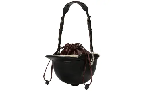 GUCCI Aria Leather Handbag Small Unisex Black/Burgundy