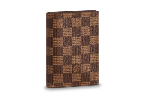 LOUIS VUITTON Checkerboard Leather Wallet, Card Holder, Passport Holder Regular Men's Brown