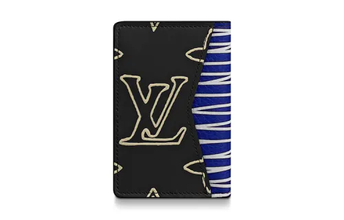 LOUIS VUITTON Pocket Organizer Monogram 3 Card Slot Patchwork Brown/Blue