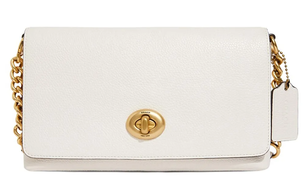 COACH Crosstown Pebbled Leather Small Square Bag Shoulder Bag Medium Women's White