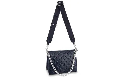 LOUIS VUITTON Coussin Sheepskin One Shoulder Handbag, Crossbody Bag Small Women's Marine Blue