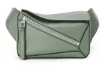 LOEWE Puzzle Smooth Calfskin Sling Bag, Fanny Pack Mini Men's Dark Sage Green