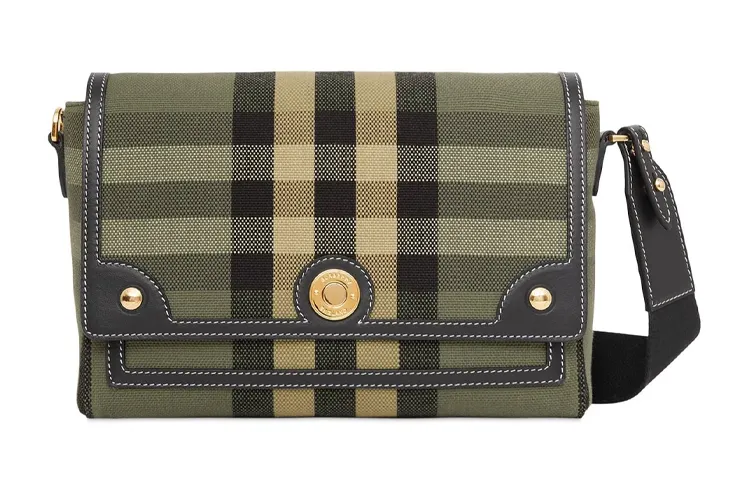 Burberry Canvas With Leather Messenger Bag, Canvas Bag, Shoulder Bag, Crossbody Bag Men's Green