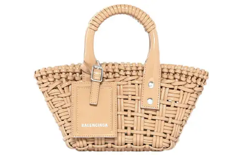 Balenciaga Bistro Polyurethane Basket Bag, Handbag, Shoulder Bag, Crossbody Bag Extra Small Women's Brown
