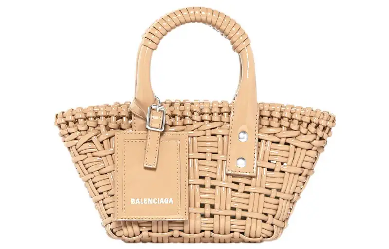 Balenciaga Bistro Polyurethane Basket Bag, Handbag, Shoulder Bag, Crossbody Bag Extra Small Women's Brown