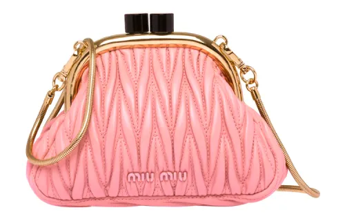 MIU MIU BELLE Leather Crossbody Bag, Shoulder Bag Mini Women's Pink