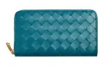 Bottega Veneta Intrecciato Sheepskin Wallet Women's Blue Green