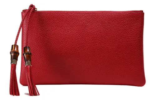 GUCCI Leather Clutch Women's Red