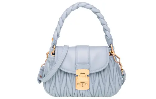 MIU MIU Leather Handbag Women's Sky Blue