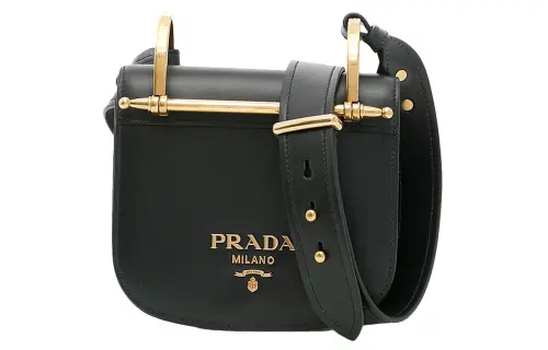 PRADA Cow Leather Crossbody Bag Women's Black