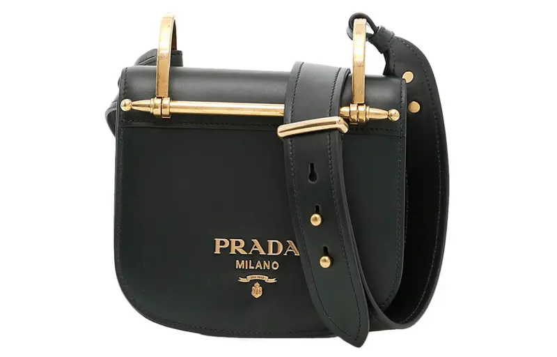 PRADA Cow Leather Crossbody Bag Women's Black