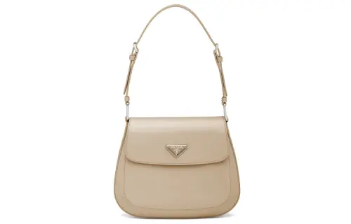 PRADA Cleo Leather Shoulder Bag, Crossbody Bag Women's Desert Beige