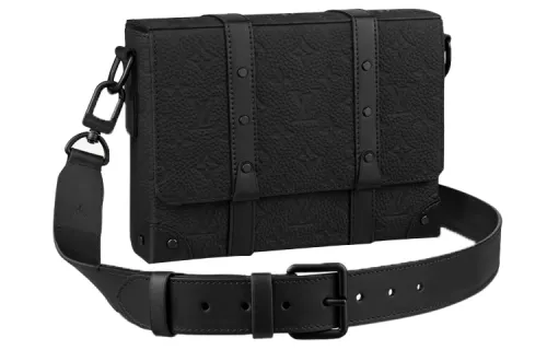 LOUIS VUITTON Trunk Cow Leather Soft Box, Small Square Bag, Messenger Bag, Shoulder Bag, Crossbody Bag Men's Black