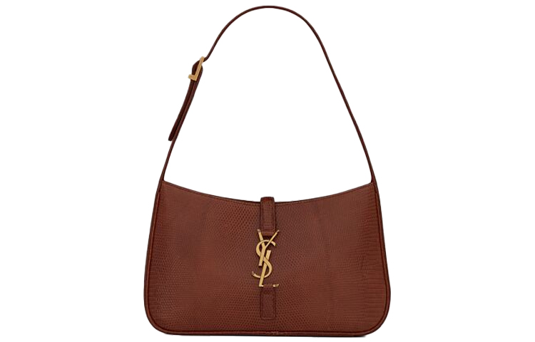 SAINT LAURENT Lizard Skin Shoulder Bag, Hobo Bag, Handbag, Shoulder Bag Women's Brown