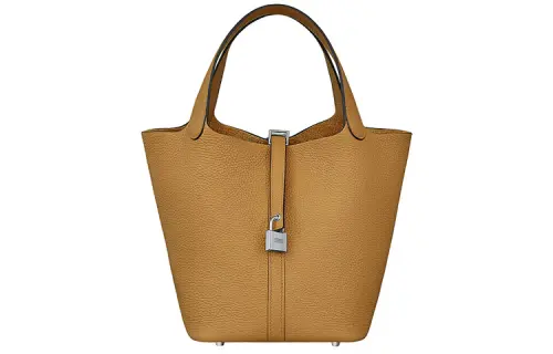 HERMES Picotin Lock Clemence Bullock Leather Basket Bag, Bucket Bag, Handbag 22 Women's 4B Biscuit Cookie