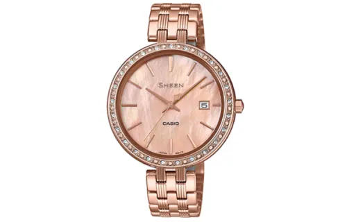 CASIO Women's SHEEN Mother Of Pearl Color Watch SHE-4052PG-4A