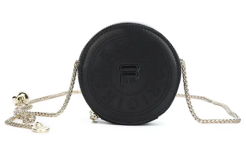 FILA Polyurethane Small Round Bag, Shoulder Bag, Crossbody Bag Mini Women's Jet Black