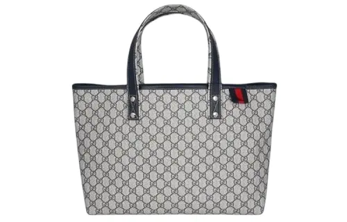 GUCCI Artificial Leather Tote Bag, Shopping Bag, Shoulder Bag, Handbag Women's Beige/Dark Blue
