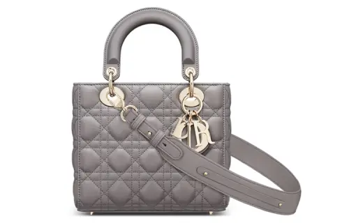 DIOR Lady Dior Sheepskin Wicker Pattern Small Lady Dior Bag, One Shoulder Handbag, Crossbody Bag Small Women's Gray