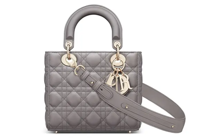 DIOR Lady Dior Sheepskin Wicker Pattern Small Lady Dior Bag, One Shoulder Handbag, Crossbody Bag Small Women's Gray