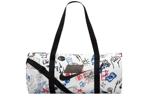 Nike Heritage Print Polyester Luggage Bag Travel Bag Unisex White