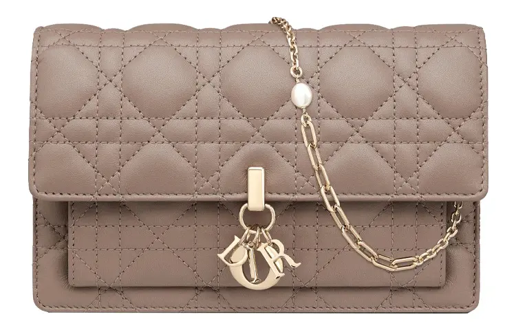 DIOR Lady Dior Sheepskin Handheld Shoulder Bag, Crossbody Bag Women's Warm Taupe