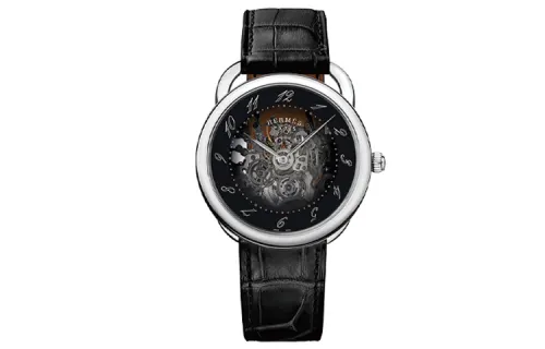 HERMES Arceau Collection Wrist Watches Automatic Mechanical Movement Genuine Leather Strap Black Dial Men's Watches