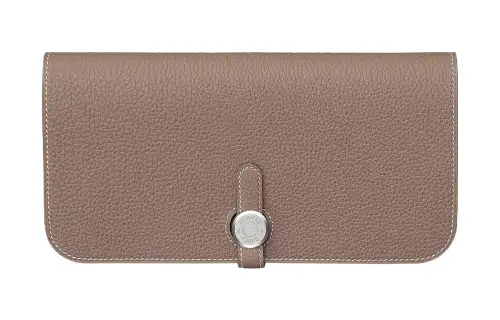 HERMES Togo Calfskin Coin Purse Card Holder, Wallet Women's 18 Etoupe Elephant Gray