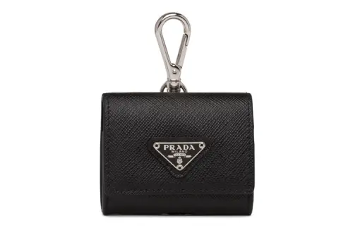 PRADA Leather Earphone Case Women's Black