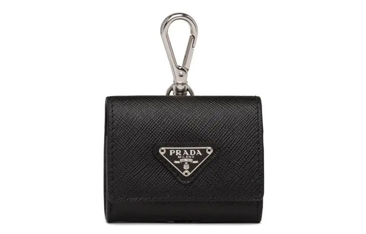 PRADA Leather Earphone Case Women's Black