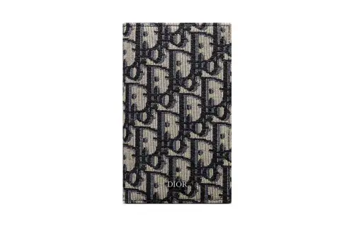 DIOR Jacquard Fabric Card Holder Card Holder Unisex Beige & Black
