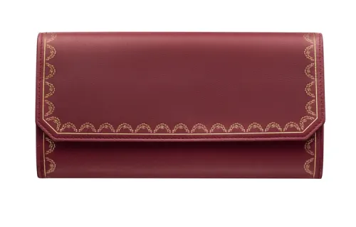 CARTIER Guirlande Calfskin Wallet Card Holder Clutch Women's Burgundy