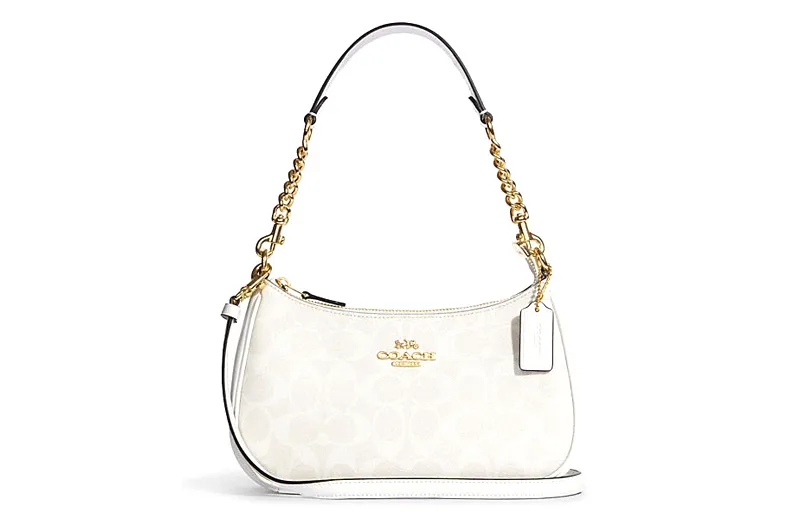 COACH Teri 25 Monogram Shoulder Bag Medium Women's White