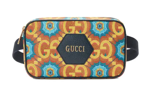 GUCCI Canvas With Leather One Shoulder Crossbody Sling Bag, Fanny Pack Unisex Blue/Orange