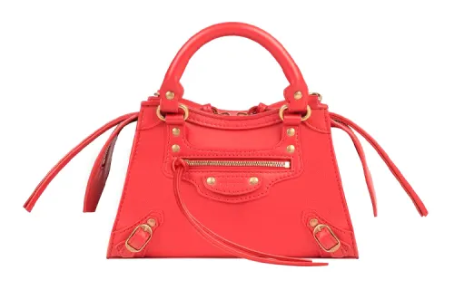 Balenciaga Cow Leather Handbag, Shoulder Bag Mini Women's Red