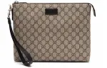 GUCCI Canvas With Leather Canvas Bag Clutch Men's Ebony/Black