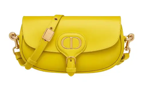 DIOR Bobby Smooth Cow Leather Crescent Bag, Handbag, Shoulder Bag, Crossbody Bag Women's Mustard Yellow