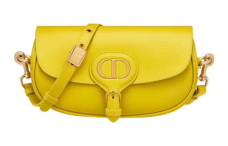 DIOR Bobby Smooth Cow Leather Crescent Bag, Handbag, Shoulder Bag, Crossbody Bag Women's Mustard Yellow