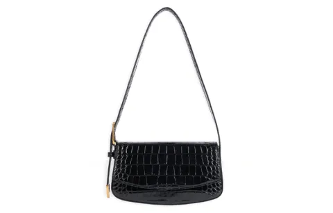 Balenciaga Adjustable Strap Crocodile Leather Embossed Calfskin Portable Crossbody Bag Shoulder Bags Regular Women's