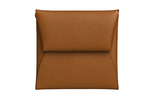 HERMES Bastia Cow Leather Wallet Women's Weimar Beige